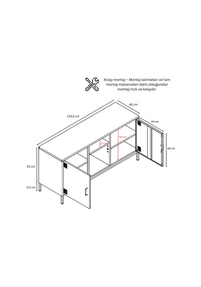 Pera Tv Ünitesi, Tv Dolabı,2 Kapaklı, Açık Raflı 130,50 X 40 X 64,50 Cm Ral 1018 Sarı Pera Tv Ünitesi, Tv Dolabı,2 Kapaklı, Açık Raflı 130,50 X 40 X 64,50 Cm Ral 1018 Sarı