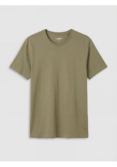 Lcwaıkıkı Classic Haki Slim Fit Basic Soft Touch Tişört