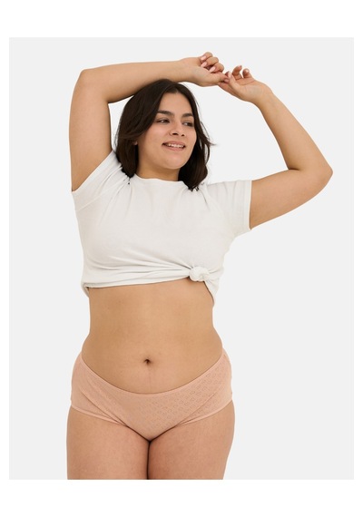 Alya Underwear %100 Pamuk Kumaşlı, Büyük Beden Yüksek Bel Kalp Desenli Ribana Jakar Kadın Külot Ten Rengi