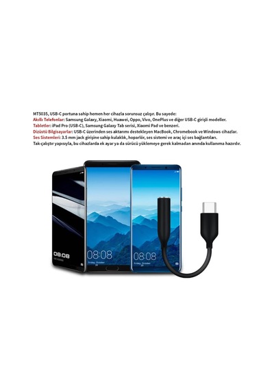 Type-c To 3.5mm Aux Kulaklık Adaptörü - Tak Çalıştır Ses Dönüştürücü