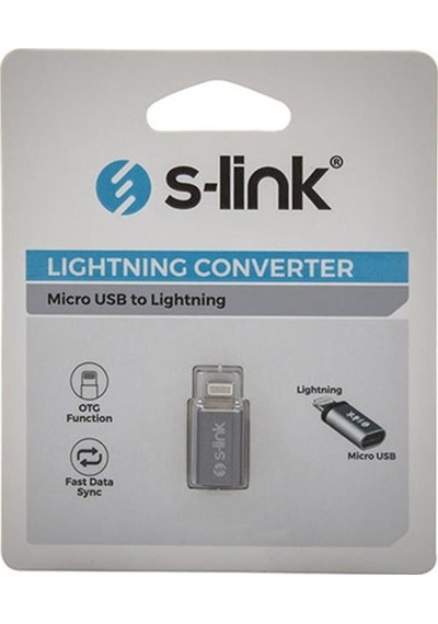 S-link Sl-ta20m Gümüş Metal Gövde Microusb 5pin F To Lightning M Çevirici