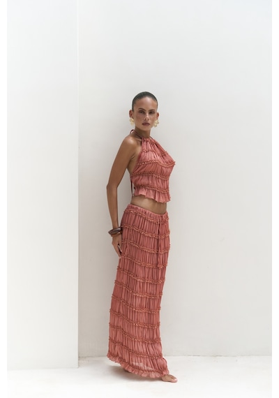 Mai Collection Mai Studios Co. Sofi Transparan Tarçın Crop Etek Takım Tarçın