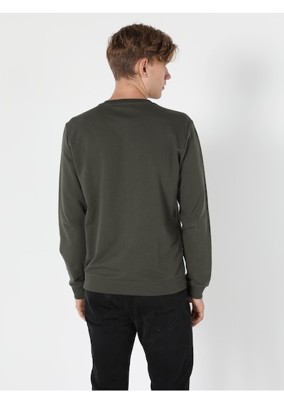Colin's Regular Fit Kabartma Yazılı Haki Erkek Sweatshirt CL1055797_Q1.V2_KHA