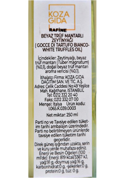 Urbani Beyaz Trüf  Zeytinyağı Gocce Cam 250 ML