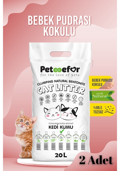 20 Lt Bebek Pudralı Kedi Kumu X2 Adet