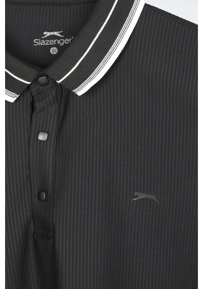 Slazenger Zınovıa Erkek Polo Yaka Siyah Tişört