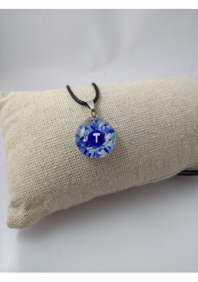 Cam Harf Kolye – Handmade El Yapimi Murano– (T) Harfi Modeli Beyaz