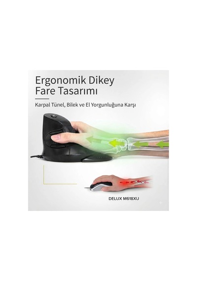 Delux M618gx Ergonomik Dikey 6 Tuşlu Kablosuz Optik Mouse