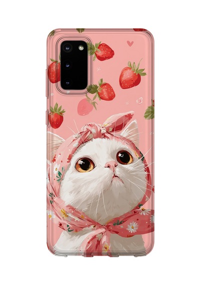 Samsung Galaxy S20 Uyumlu Baskılı Şeffaf Telefon Kılıfı Koleksiyon: Kawaii Cat 1