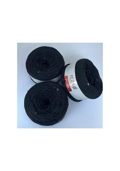 Dior Pullu Örgü Ipi 101-siyah Cotton-pamuk Ince Pullu Örgü Ipi % 75 Pamuk 100 Gr 310 M D'ior 1 Adet