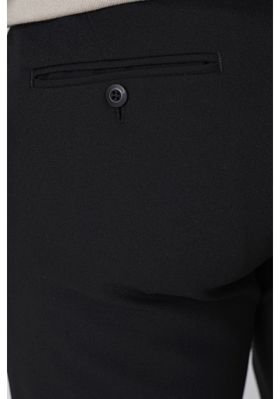 Comfort Fit Yan Cepli Esnek Pamuklu Siyah Pantolon P 1234