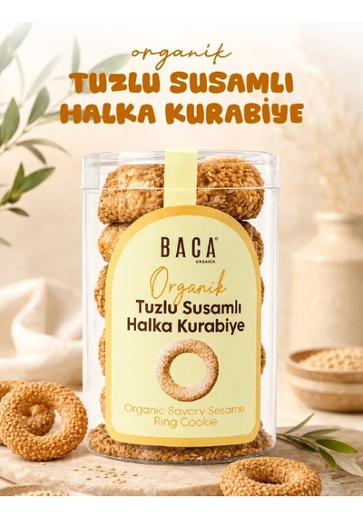 Organik Tuzlu Susamlı Halka Kurabiye 100g