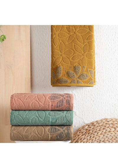 Home Dolce Jakarlı Havlu 70x140-hardal 4 Renk