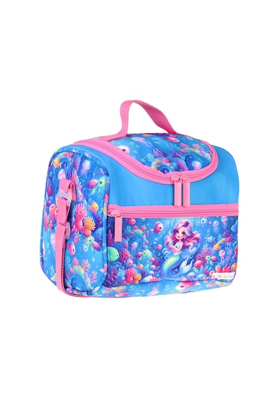 Kaukko Kids Kız Çocuk Mercan Ve Denizkızı Baskılı Isı Yalıtımlı Okul Beslenme Çantası Pembe - Mavi - L5324