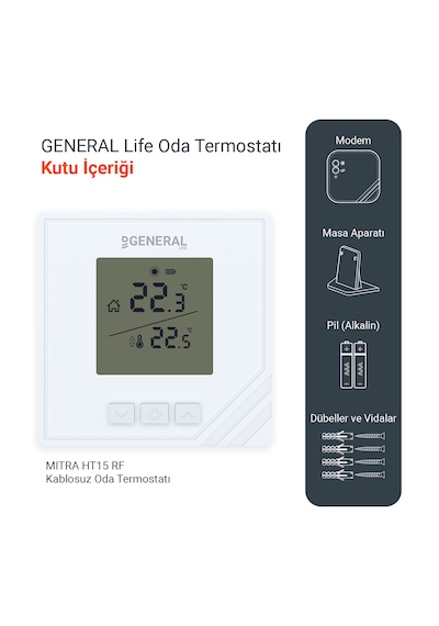 Mitra Ht15 Rf Kablosuz Oda Termostatı - Beyaz