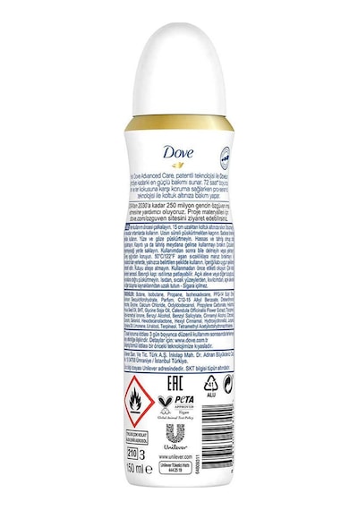 Kadın Sprey Deodorant Advanced Care Invisible 72 Saat Koruma 150 ML X3