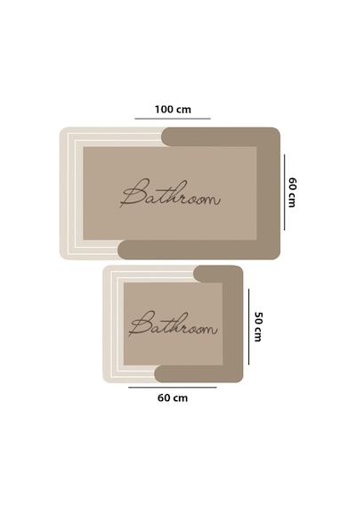 Nakoe 60x100 50x60 Kaydırmaz Tabanlı 2'li Banyo Paspas Seti Takımı Kahverengi