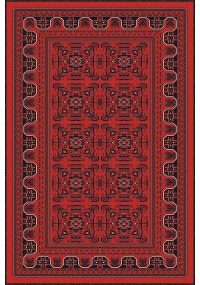Bordo Karabağ Kaymaz Tabanlı Makinede Yıkanabilir Halı Rv353n11