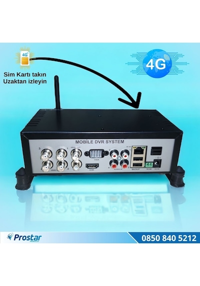 4 Kanal Uzaktan İzlemeli 4g Modül Dahil Sim Kart Tak Kullan Xmeye 5 Mp Araç Kayıt Cihazı