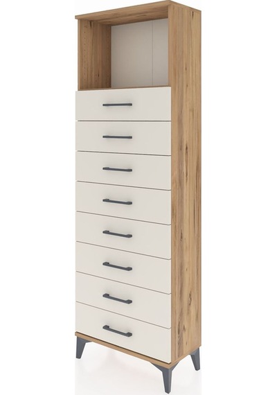 Arges Dolap Tek Raflı 8 Çekmeceli 60x30x182 Çam-aytaşı Çam