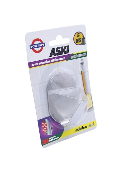 Boss Tape Kendinden Yapıştırmalı Paslanmaz Inox Tekli Büyük Askı Çok Renkli