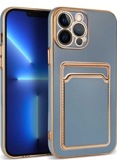 Apple Uyumlu iPhone 12 Pro Kılıf Zore Bark Kartlıklı Kapak Mavi