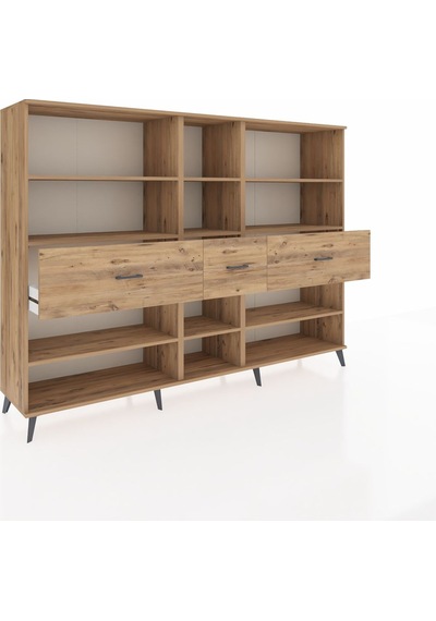 Hyperion Dolap 9 Raflı 3 Çekmeceli 220x44x163 Çam-çam Çam-çam