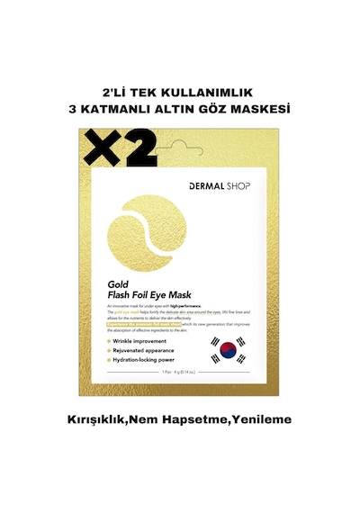 Dermal 2'Li Tek Kullanımlık 3 Katmanlı Altın Göz Maskesi X2 Adet