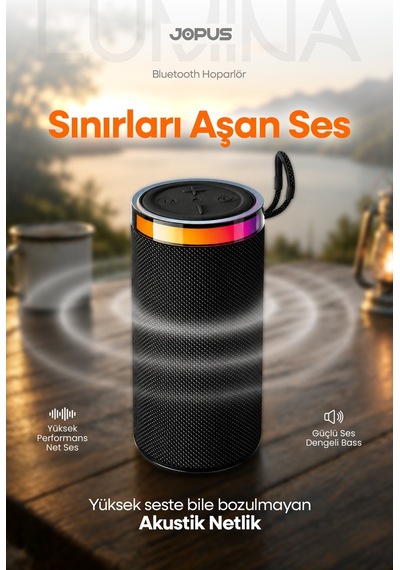 Yüksek Sesli Işıklı Taşınabilir TWS Bluetooth Hoparlör Şarjlı Kablosuz Speaker USB SD Destekli