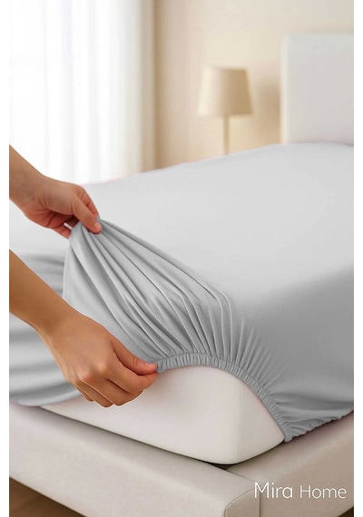 Tek Kişilik Düz Penye %100 Pamuklu Lastikli Çarşaf 100x200 Cm Newsheet Gri Çok Renkli