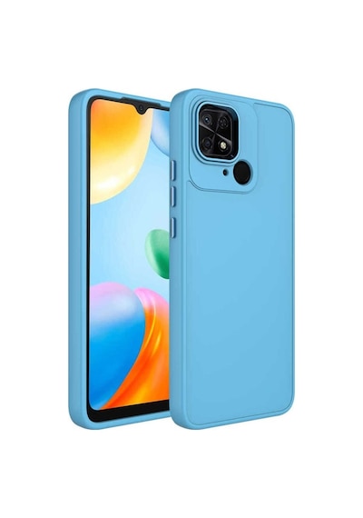 Xiaomi Redmi 10c Kılıf Metal Çerçeve Ve Buton Tasarımlı Silikon Zore Luna Kapak Sierra Mavi