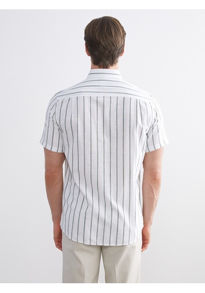 Lcwaıkıkı Classic Haki Regular Fit Çizgili Erkek Gömlek