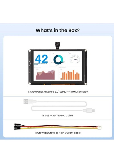 Elecrow Crowpanel Advanced 5 İnç Esp32-p4 Wifi 6 Hmı Dokunmatik Ips Ekran 800x480
