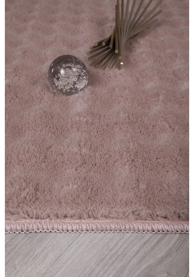 Bubble Oval Yumuşak Peluş Kaymaz Salon Oturma Odası Balkon Halısı Yolluk Pembe