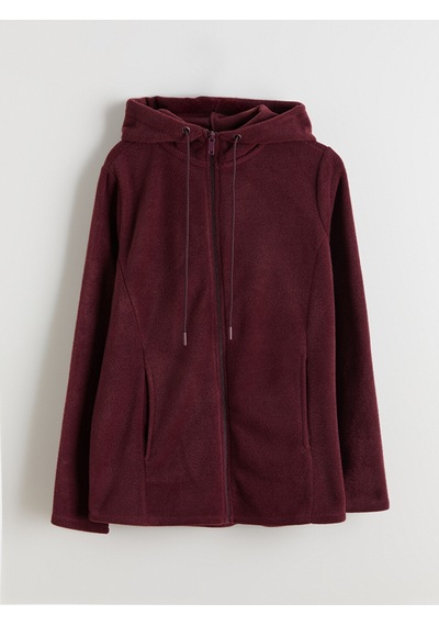 Lcw Everyday Mürdüm Kapüşonlu Polar Kadın Fermuarlı Sweatshirt