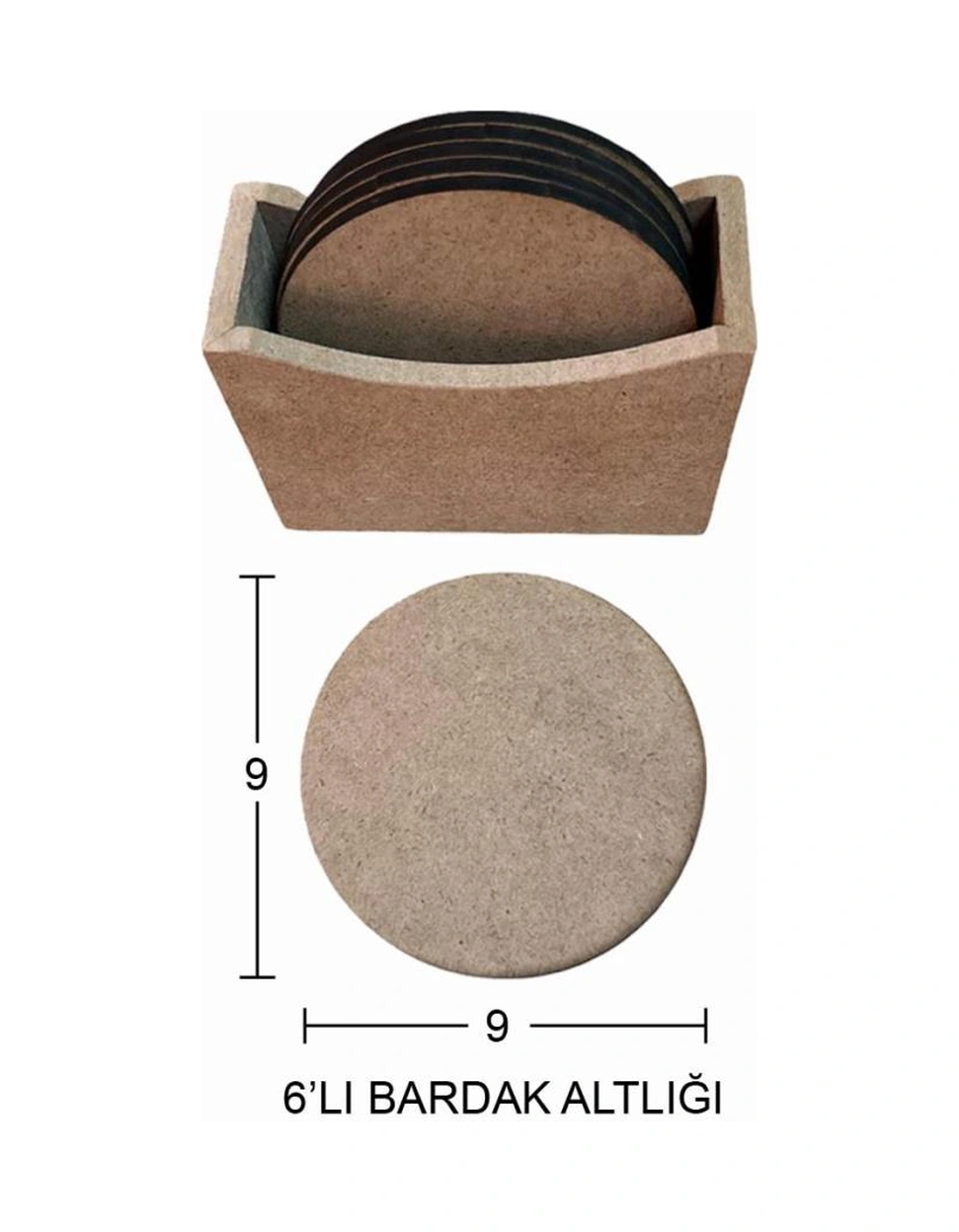 Ahşap Yuvarlak Bardak Altlığı 9x9cm L388 Ahşap