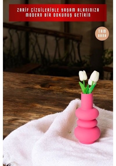 Dekoratif Vazo Obje Ev Dekorasyon Masa Üstü Dekor Vazo Model 5 Pembe Pembe