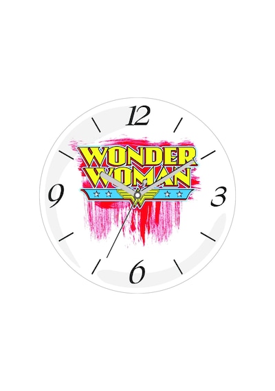 Wonder Woman Çap 30cm Sessiz Akar Bombeli Gerçek Cam Duvar Saati Çok Renkli