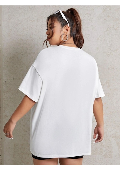 Flood Of Style Kadın Beyaz Sagıttorıus Bisiklet Yaka Tshirt
