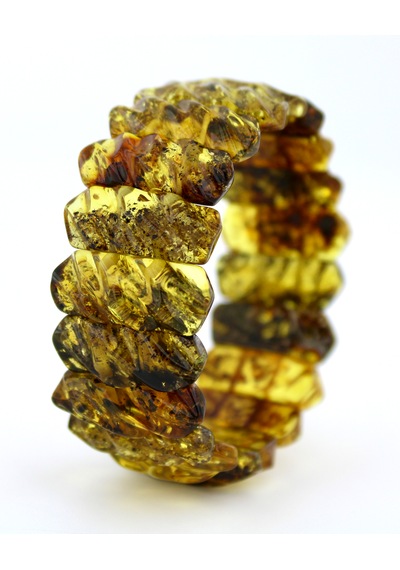 Kehribar Bileklik Fosilli Roleks Tasarım Ambergold Blk23-146 Çok Renkli