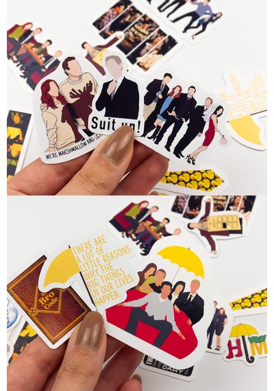 How I Met Your Mother Sticker Paketi 23 Parça Kaliteli Su Geçirmez Hımym Etiket Seti Çok Renkli