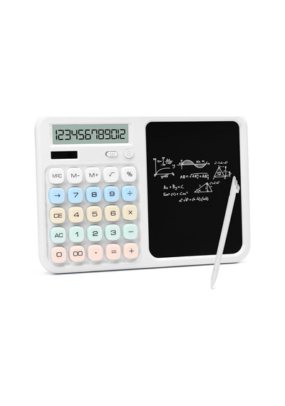 Lcd Ekran Yazı Tahtalı Hesap Makinesi 12 Haneli Tabletli Hesap Makinesi Beyaz Diğer