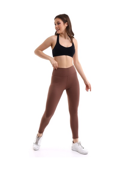 Winmoda34 Kadın Yüksek Bel Korseli Geniş Kemer Yumoş Tayt Kahve