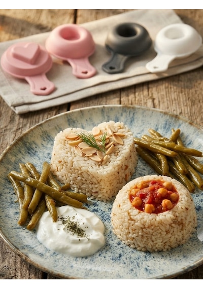 Mucit Home Pilav Tatlı Helva Sunum Kalıbı 2'li Kolay Şekil Veren Pratik Mutfak Kalıbı Renkli