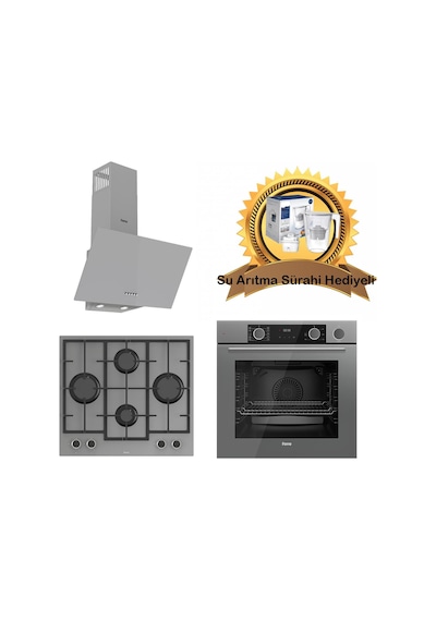 Ferre D088 - LN388 - XE64CPR Fryart & Steamart Gri Cam Ankastre Set