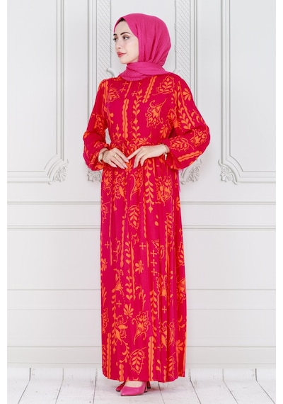 Sevitli Otantik Yarım Düğmeli Viscon Elbise-pembe-4012-pembe Pembe Sevitli Otantik Yarım Düğmeli Viscon Elbise-pembe-4012-pembe Pembe