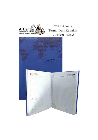 2025 Ajanda Ciltli Termo Kapak 1 Adet 17x24 Cm Ajanda 2025 Çizgili Ajanda Günlük Planlayıcı Termo Kapak 7000 Ofis Okul Mavi