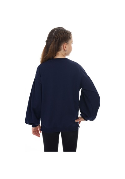 Toontoy Kız Çocuk Kolları Balon Okul Sweatshirt Lacivert