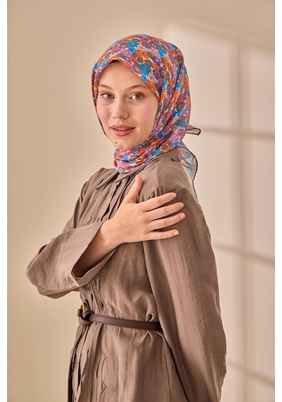 Silk Home Soft Eşarp 73092-29 Kahverengi, Mavi, Turuncu, Leylak, Mor