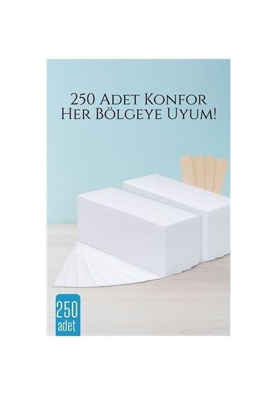 250 Li Ağda Bezi Seti + Spatula Her Bölgeye Uyumlu Evde Pratik Tüy Alma İçin 715914